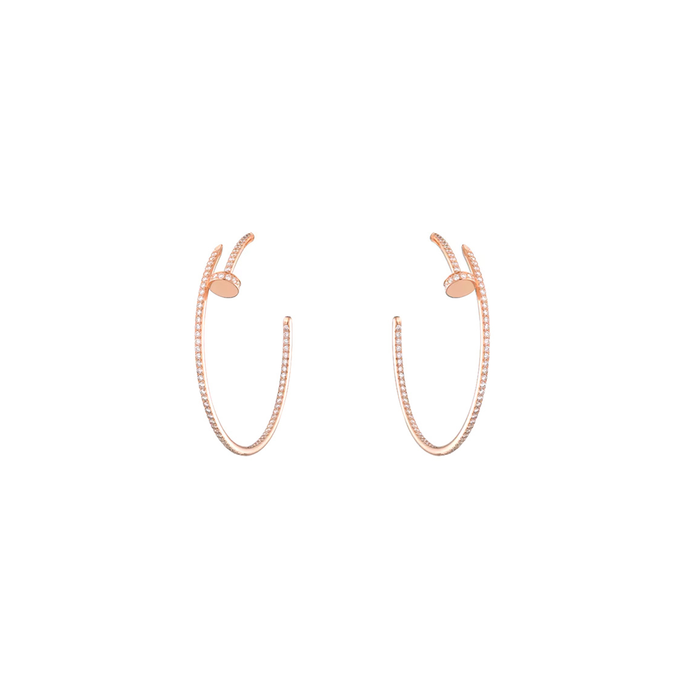 CARTIER JUSTE UN CLOU HOOP EARRINGS LARGE MODEL PAVED N8515009